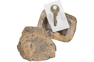 BARGIFTS Key Rock-key hider outdoor,Hide a Key Lock Box Looks & Feels Like Real Stone（TypeE Brown，1 Pack)