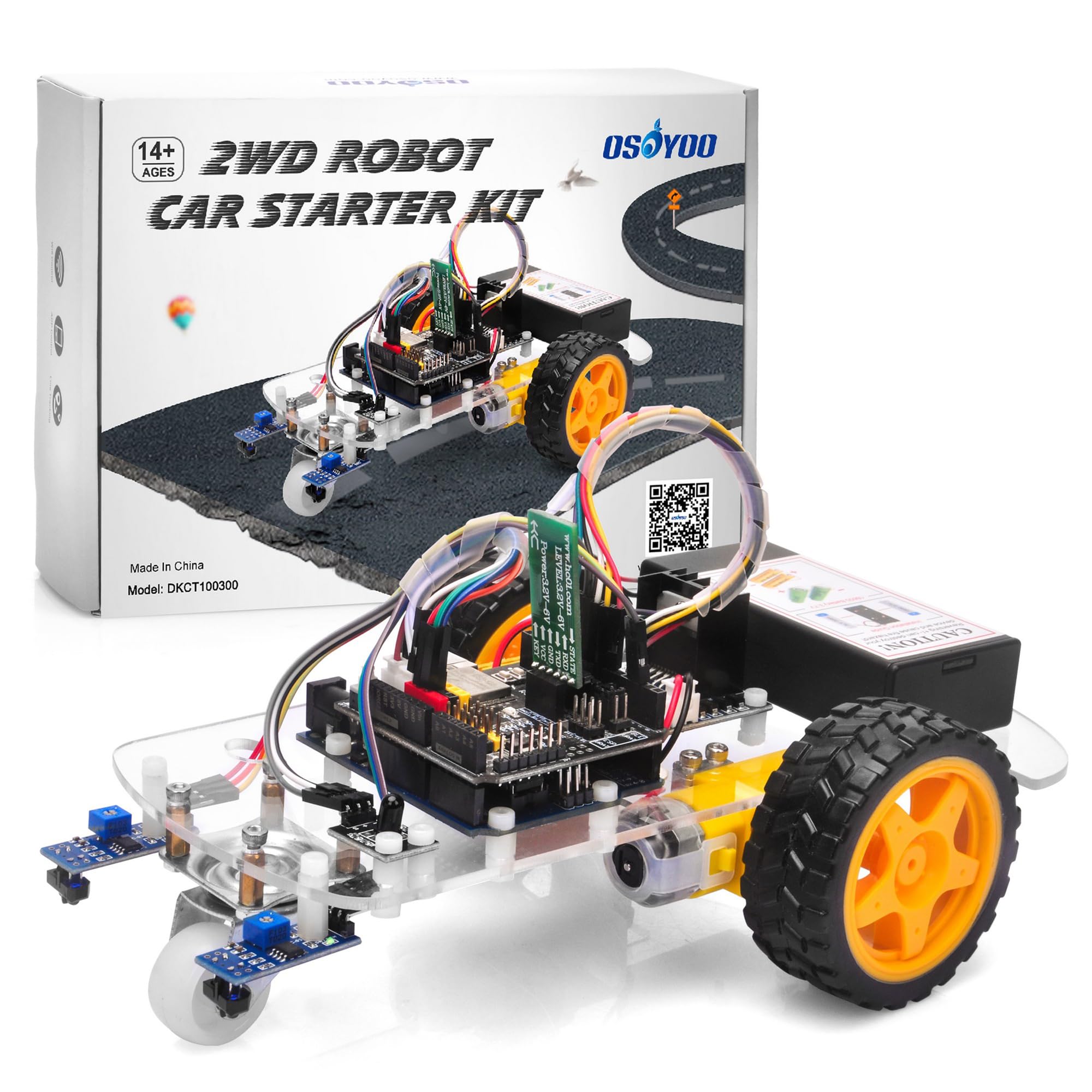 OSOYOO 2WD Robot Car Starter Kit for Arduino – Smart Educational Robotics Kit for Beginners and Adults | Build, Code & Control via WiFi, Bluetooth, IR | Learn Programming & Electronics