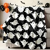 Halloween Ghost Throw Blanket Cute Funny Ghosts Blanket Soft Cozy Fuzzy Flannel Throw Blankets for Couch Bed Sofa Halloween Spooky Living Room Decor Boys Girls Blankets Gifts for All Season 50x60 Inch