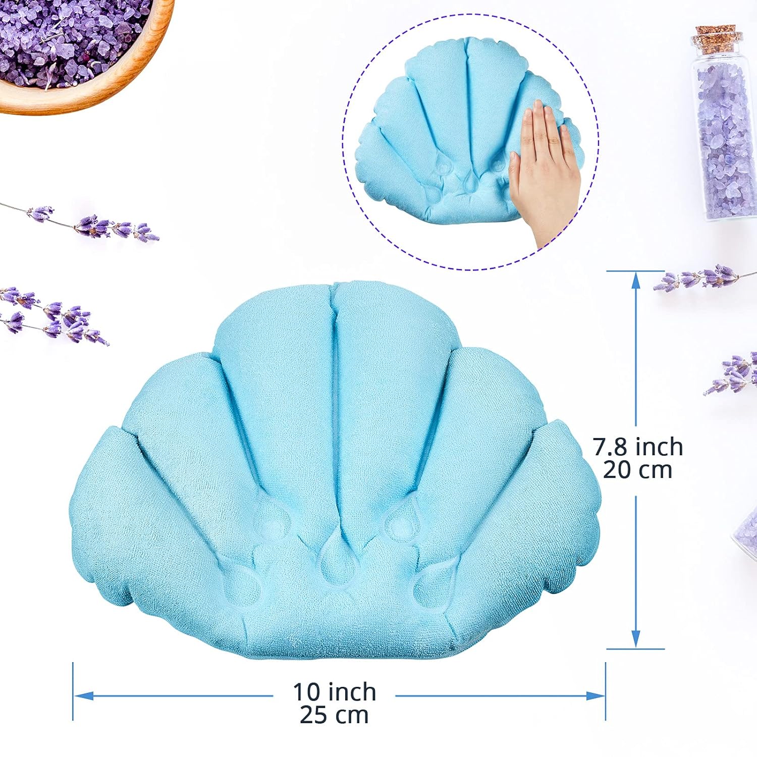 3 Pieces Inflatable Bath Pillow with Suction Cups, Terry Cloth Covered Bath Pillow Shell Shape Bathtub Spa Pillow Comfortable Soft Bath Cushion, Neck Support for Bathtub, Hot Tub (Pink, Green, White) : Beauty