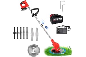 Electric Weed Eater, Cordless Weed Wacker, Edger Lawn Tool with 3 Types of Blades, Battery Powered Lawn Edger Lightweight Bru