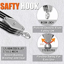 YATOINTO Rope Pulley Hoist with Bearing, 2200 LB