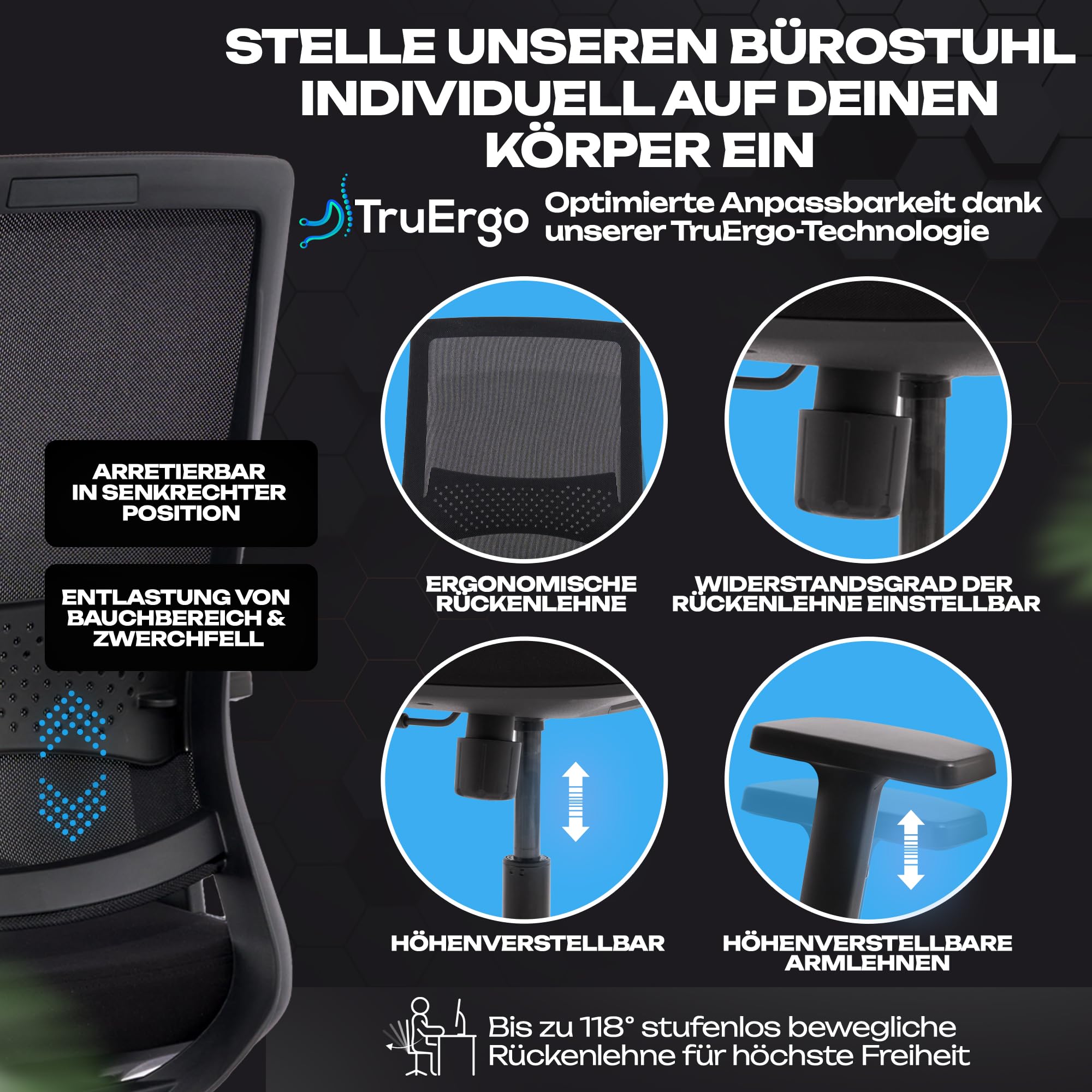 VALKENSTOL M2 Bürostuhl Ergonomisch Testsieger, Einstellbarer für maximale Bewegungsfreiheit, Rückenfreundliche Bürostühle, Lendenwirbelstütze Schreibtischstuhl für Büro und Home Office Chair 4