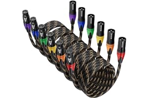 BEZOKABEL XLR Cable, Microphone Cables 25ft 6 Pack, BEZOKABLE Braided XLR Male to Female 3 Pin Colorful Connector Compatible with Microphones, Mixer, Speaker Systems and More