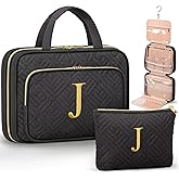 Personalized Gifts for Women, Initial Toiletry Bag Hanging Travel Organizer & Makeup Cosmetic Bag with Embroidery Letter Teacher Appreciation Gift Birthday Valentines Gifts for Mom Wife Friend Sister