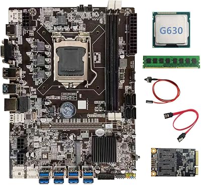 Zunedhys B75 BTC Mining Motherboard G630 CPU 4GB DDR3 RAM 128GB SSD LGA1155 8X