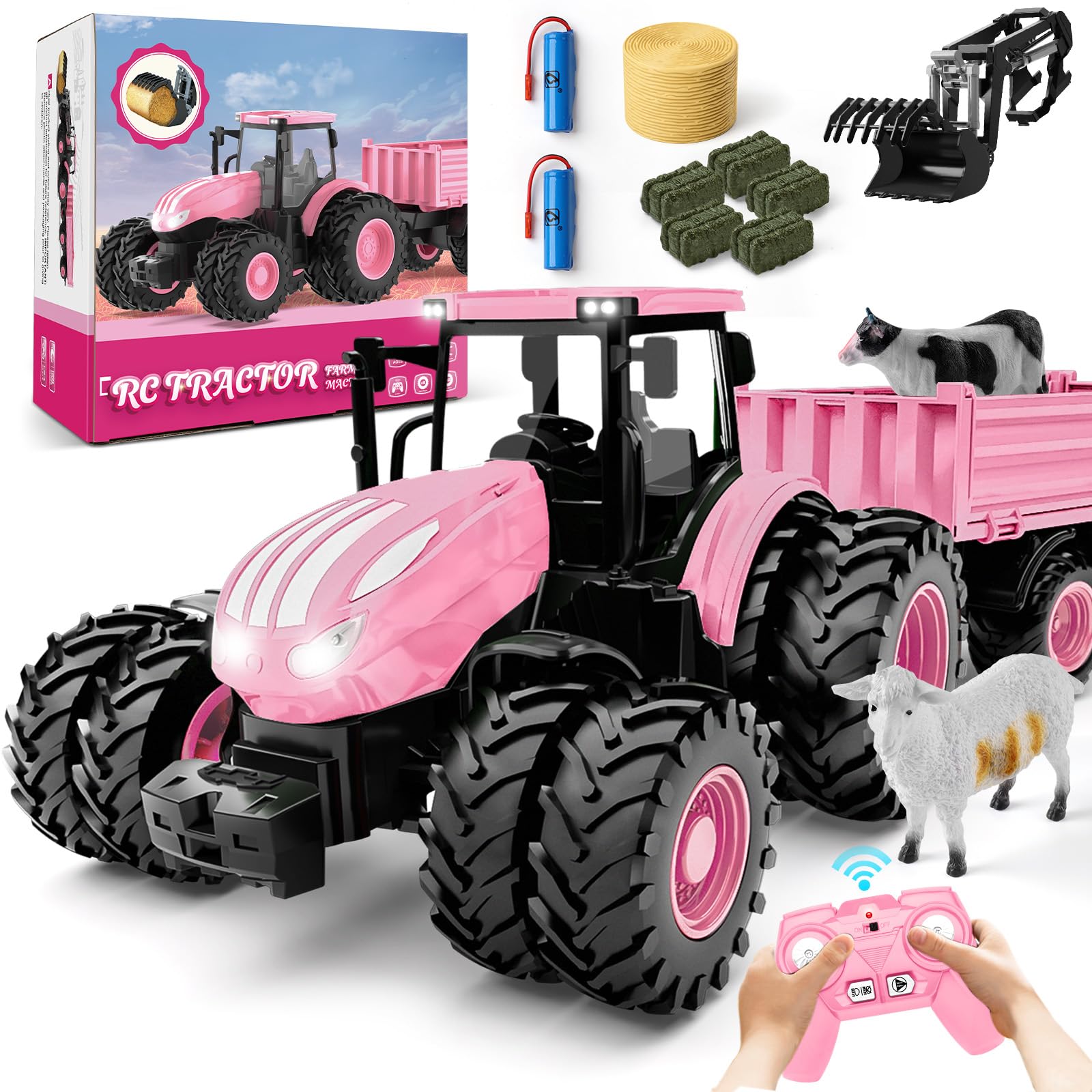 Remote Control Tractor Toy [2025] Kids RC Tractor Set & Truck and ...