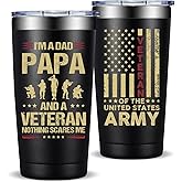 Fufandi Veteran Gifts, Army Gifts for Men Papa - Veterans Day Fathers Day Retirement Gift for Army, Navy, Air Force, Veteran Tumbler