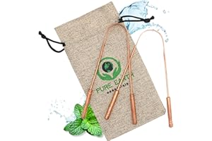 Pure Copper Tongue Scraper for Adults and Kids - Ayurvedic Tongue Cleaner with Case - Reusable Copper Tongue Cleaner for Fresh Breath and Daily Oral Care by PURE EARTH Essentials (2 Pieces/Pack)