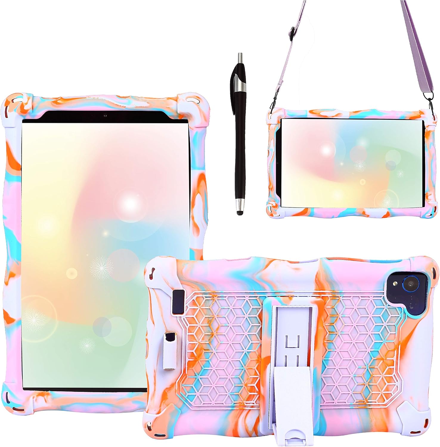 AKNICI Silicone Case Cover for VANKYO MatrixPad S8,HAOQIN HaoTab H8 Pro,Samsung Galaxy Tab A 8.0 2019 T290/T295/T297,Haehne 8,TECLAST P85/P80X/P80H,Winnovo M8,VUCATIMES N8,Shoulder Strap,Rose Purple