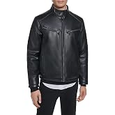KARL LAGERFELD Men's Faux Leather Jacket With Stand Collar