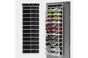 KOTKN Over The Door Shoe Organizer with 12 Large Clear Pockets - Heavy Duty Hanging Storage for Adults, Kids & Baby Shoes - Black