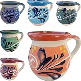 Hand-Painted Mexican clay Mugs, Floral Ceramic Coffee cups, Artisan Handmade Talavera Jarritos Mexican Mugs Tazas de Mexico