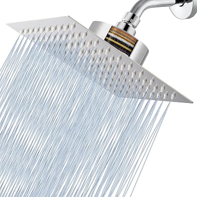 Voolan 8 inch Rain Shower Head with Filter Chrome High Flow Stainless Steel