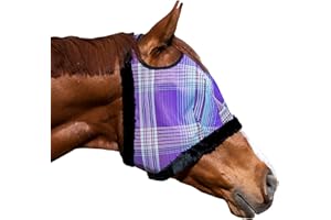 KENSINGTON PROTECTIVE PRODUCTS Kensington Fly Mask with Fleece Trim for Horses — Protects Face and Eyes from Flies and Sun Rays While Allowing Full Visibility — Breathable and Non Heat Transferring, Medium, Lavender Mint
