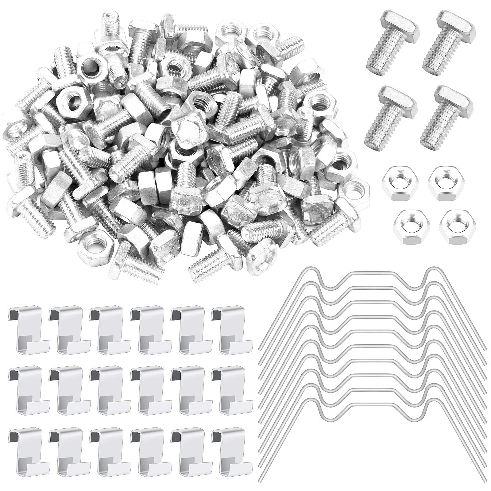 Homgaty 240 Pcs Greenhouse Glass Clips, Glasshouse Repair Kit, Greenhouse Window Clips Glass Pane Fixings Clip, 60 Pcs Glazing W Wire Clip, 60Pcs Overlap Z Holders, 60 Pcs Growhouse Nuts and Bolts