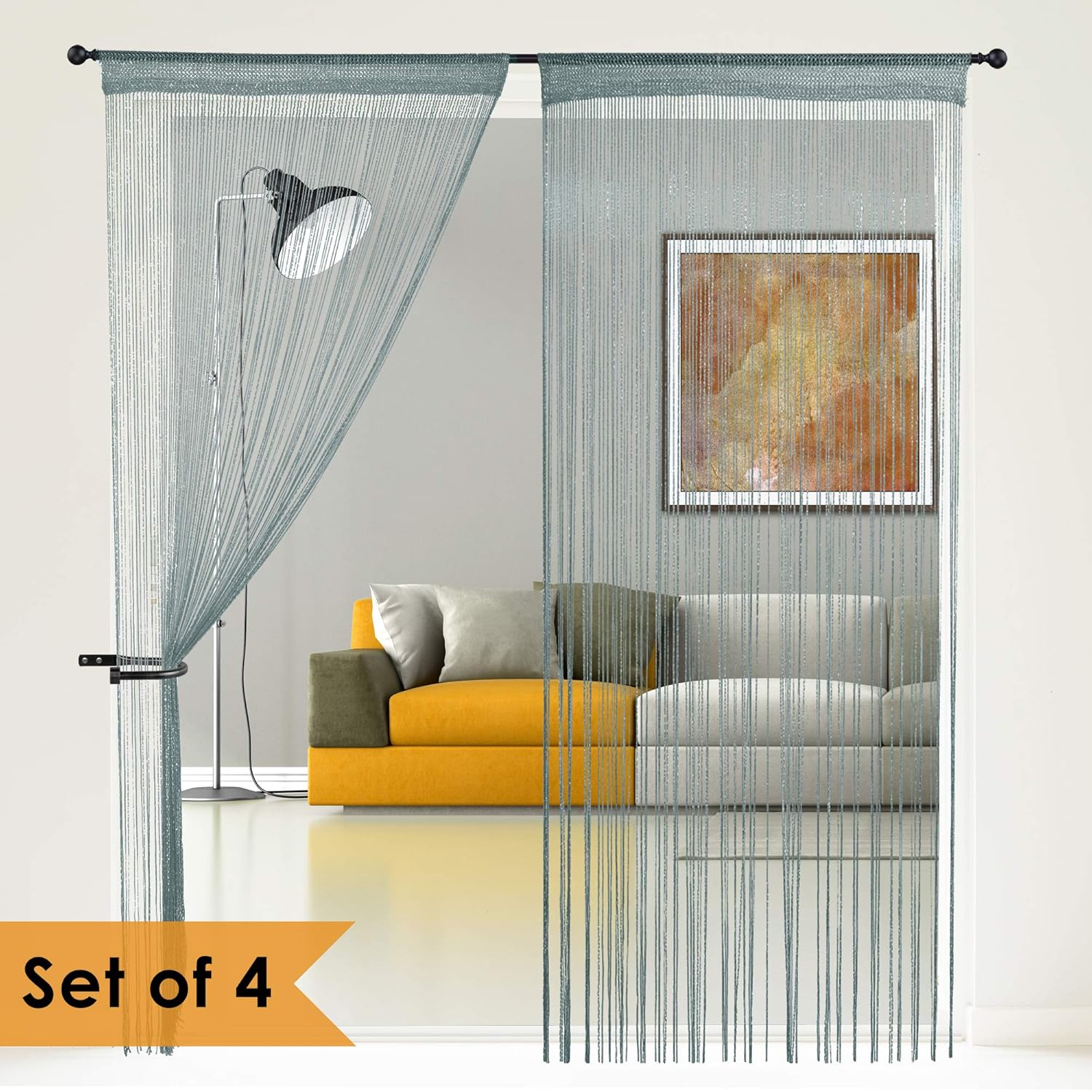 Story Home Set Of 4 Combo Fancy Sparkling String Beads Polyester