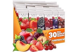 CERES GOURMET Fruit Strips Variety Pack, Healthy Snacks Low-Calorie, No Sugar Added Natural Fruit Snacks, Vegan Gluten-Free Bars, Healthy Snacks for Kids and Adults, Dry Fruit Leather Pack, 6 Flavors, 30 Count