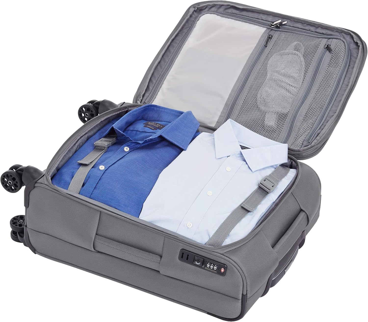  |  Basics Expandable Softside Carry-On Spinner Luggage Suitcase With TSA Lock And Wheels - 23 Inch, Grey | Carry-Ons