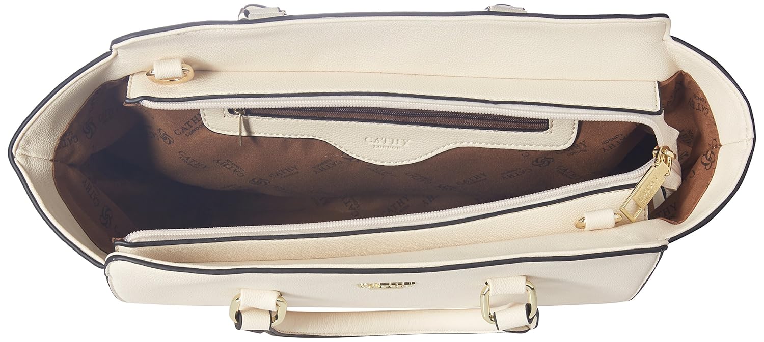 cathy london women's handbag, material- synthetic leather, colour- beige