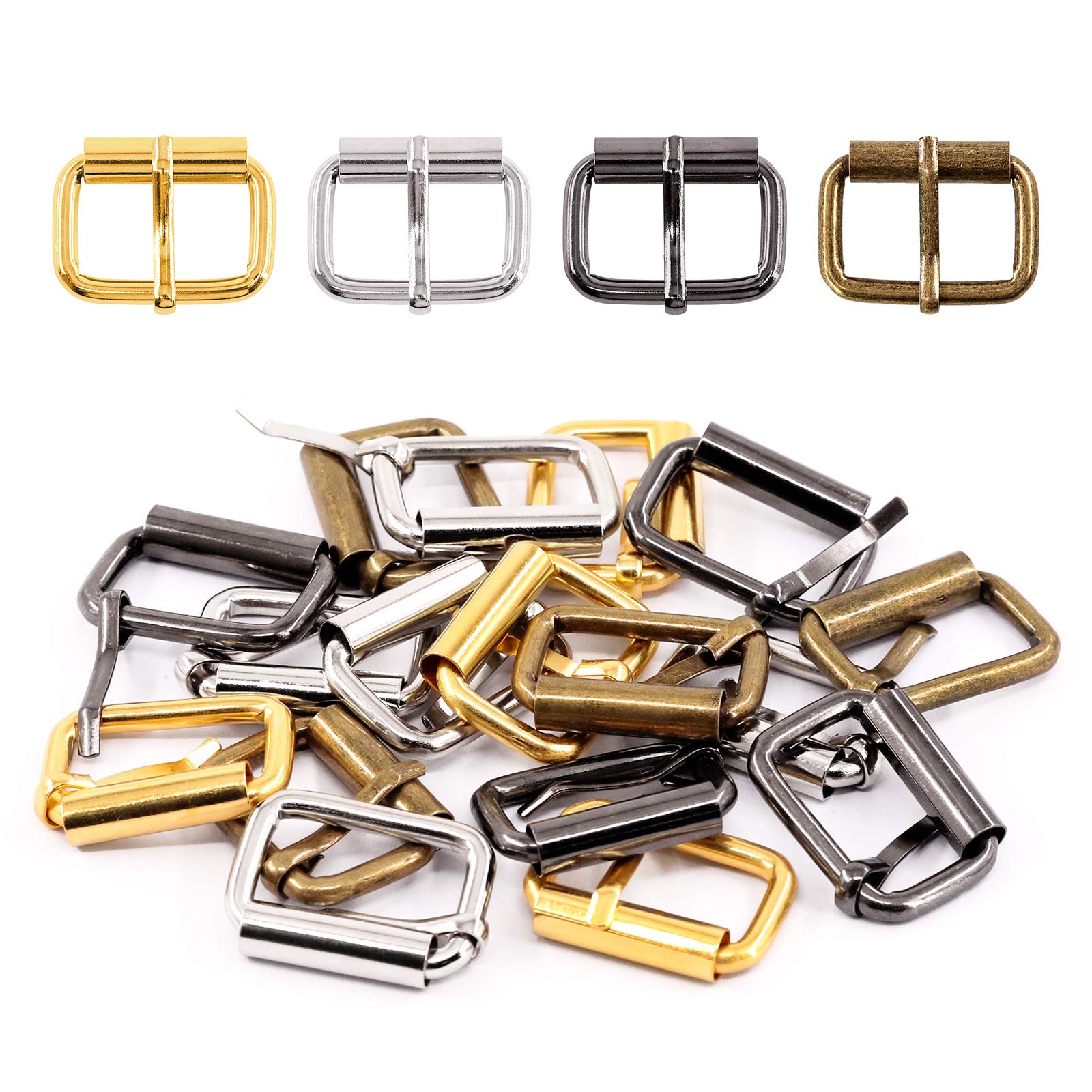 Swpeet S1175 60Pcs Heavy Duty 1 Inch / 25mm Bronze Multi-Purpose Metal Roller Buckles Metal Rings for Belts Hardware Bags Ring Hand DIY Accessories Keychains Belts and Dog Leash