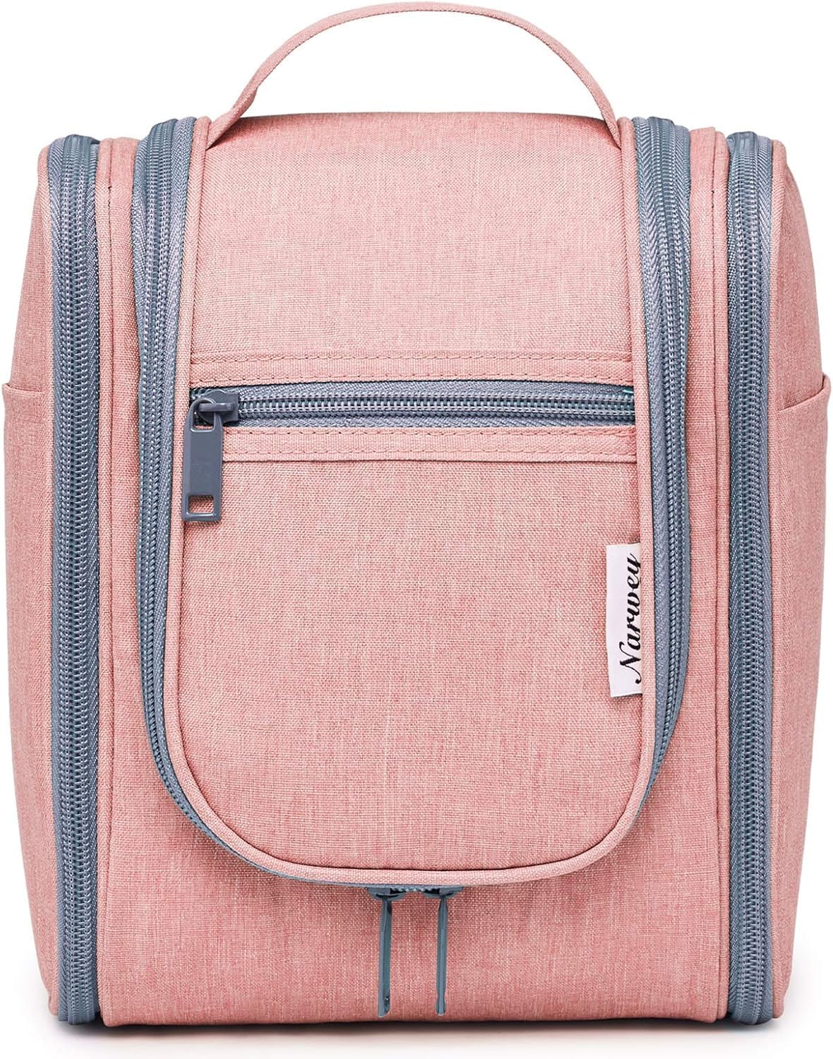 Narwey Travel Hanging Toiletry Wash Bag, Travel Toiletry Bags Toiletries Bag for Women, Washbag Makeup Cosmetic Organiser for Holiday Essentials Accessories (Pink (Small))