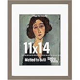 LIVINGTASTE 11x14 Picture Frame with Mat to 8x10 Dark Oak Solid Wood Veneer 11x14 Frame with Shatterproof Plexiglass Brown Wooden 11 x 14 Picture Frames for Wall Gallery Home Decor, 1 Pack