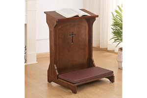 LUE BONA Wooden Prayer Bench Stool, Padded Kneeling Stool for Prayer, Church Prayer Bench Stool Table with Shelf and Cushion, Kneeling Shelf Prayer Bench, 350 lbs, Religious, Dark Brown