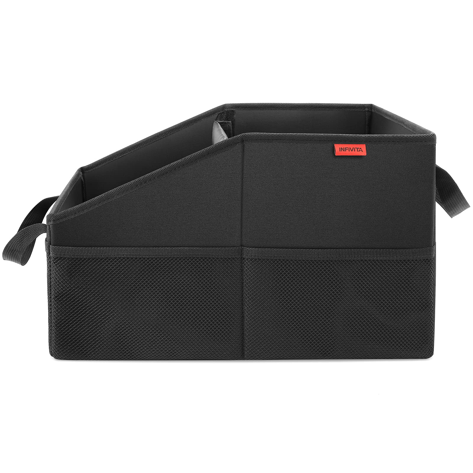 Car Organizer - Automotive Organizer for Front And Back Seat or Floor, Car Caddy Organizer with Divide, Handles and Multiple Mesh Pockets