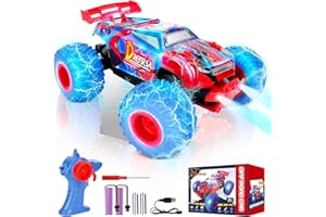 Drefirsa 1:18 Spider Remote Control Car for Boys Age 6-12, 20Mph All Terrian Remote Control Monster Truck with Colorful Bodylight, Headlight and High Torque Motor, Birthday Toy Gift for RC Beginners