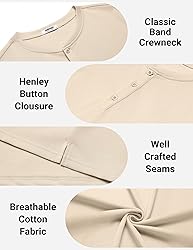 COOFANDY Tshirts Shirts for Men Cotton Henley Tee