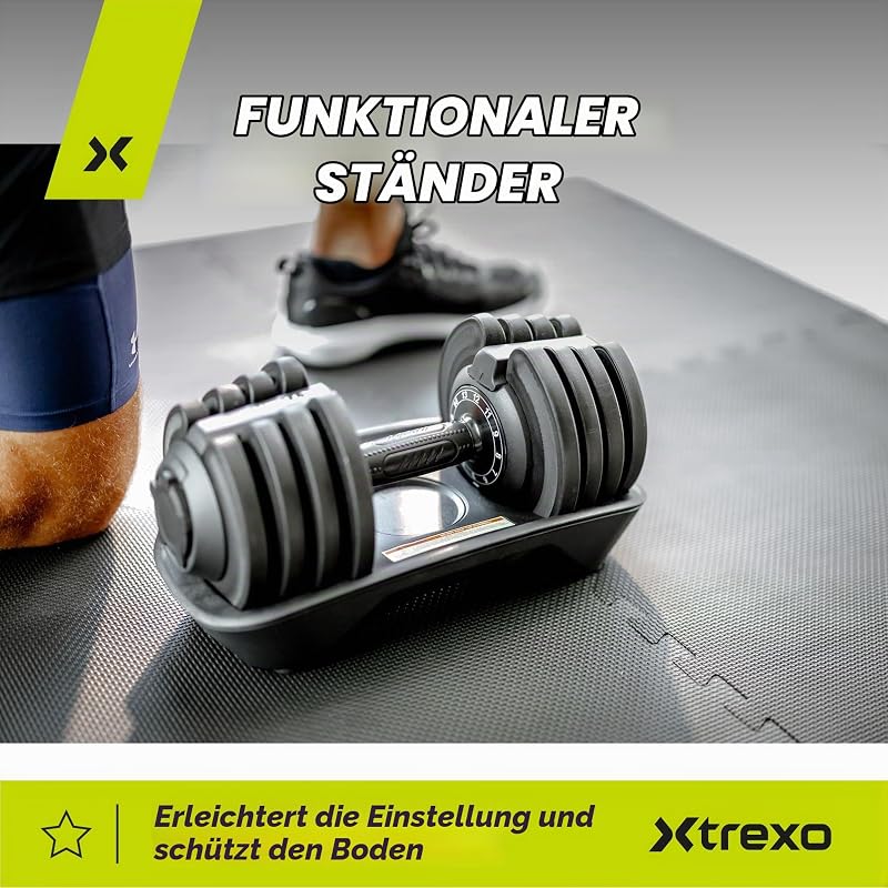 XTREXO Verstellbare Hantel 18 kg Gewichtsregulierung mit Drehknopf Gewichte Hantel aus Eisen für Krafttraining Verstellbare Kurzhantel mit Ergonomischem Rutschfestem Griff