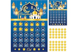 APESO Ramadan Advent Countdown Calendar Decorations: Ramadan Mubarak Eid Decorations for Home Wall Decor 2024, Ramadan Activities Gifts for Kids (Blue)
