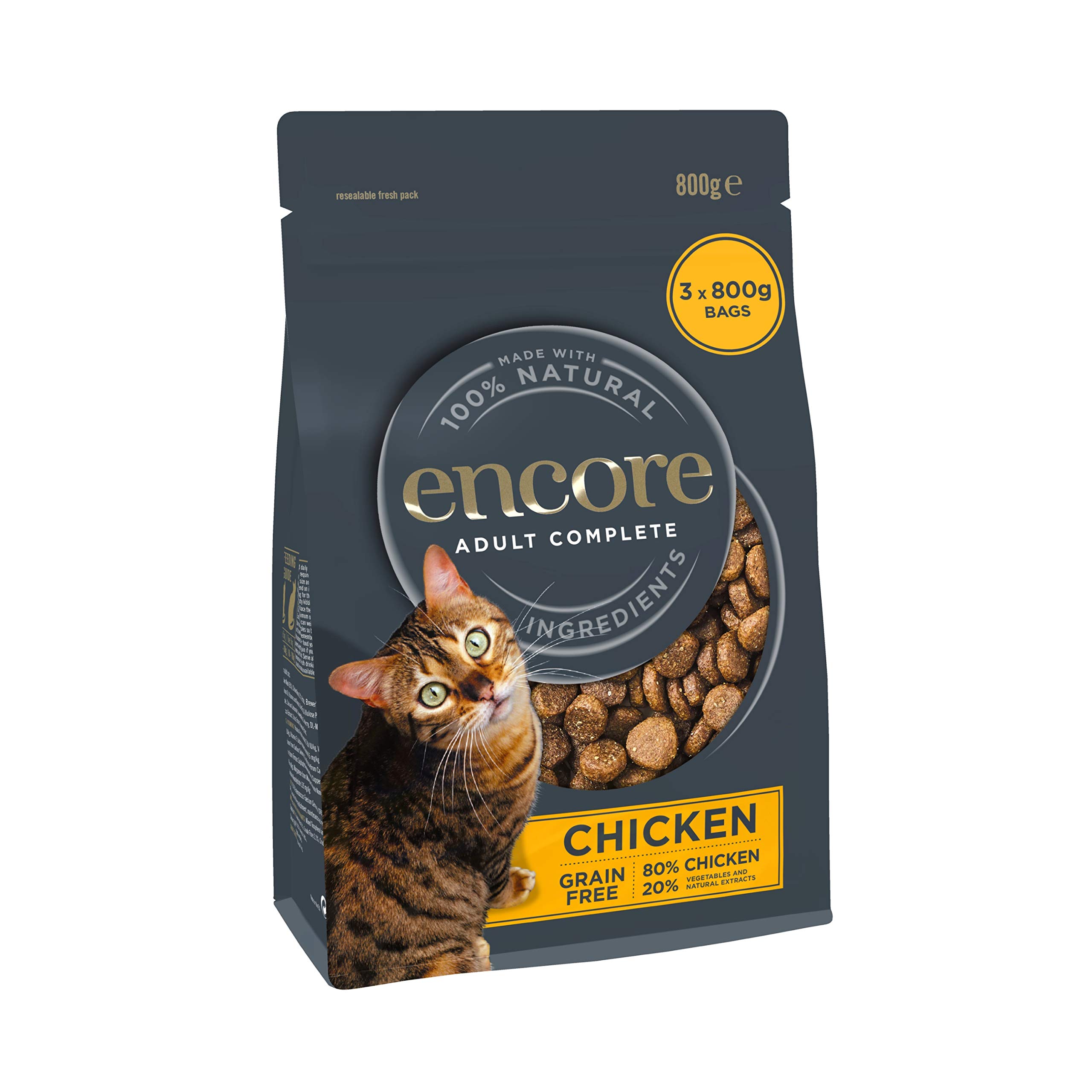 Encore High Protein Complete and Grain Free Dry Cat Food for Adult Cats, Chicken 2.4kg
