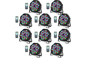 KLMNDUO 36 LED Par Lights, RGB Par Can Light Stage Lights, 10 Modes DJ Lights Stage Lighting Uplights with Sound Activated Remote Control & DMX Uplights for Events Wedding Party