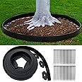 Landscape Edging No Dig, 33FT Garden Edging (4IN High) with 30pcs Spikes, Plastic Lawn Edging Flexible for Garden Flower Beds Tree Surrounds Yard Pathway, Black