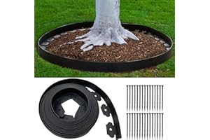 FOCEFEC Landscape Edging 33FT, Garden Edging (4IN High) with 50pcs Spikes, Plastic Lawn Edging Flexible for Garden Flower Beds Tree Surrounds Yard Pathway, Black