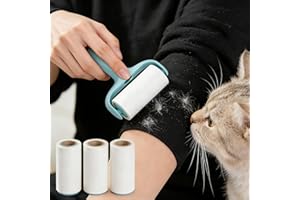 Extra Sticky Lint Roller Set- Blue Lint Remover with 3 Refill Rolls and Ergonomic Handle for Pet Hair Removal on Clothes, Fur