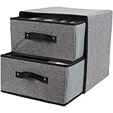 Linen Closet Organizer and Storage, Fabric Storage Drawer Organizer with 2 Drawers for Underwear, Sock, Bra, Small Items, 121212 INCH (Gray)