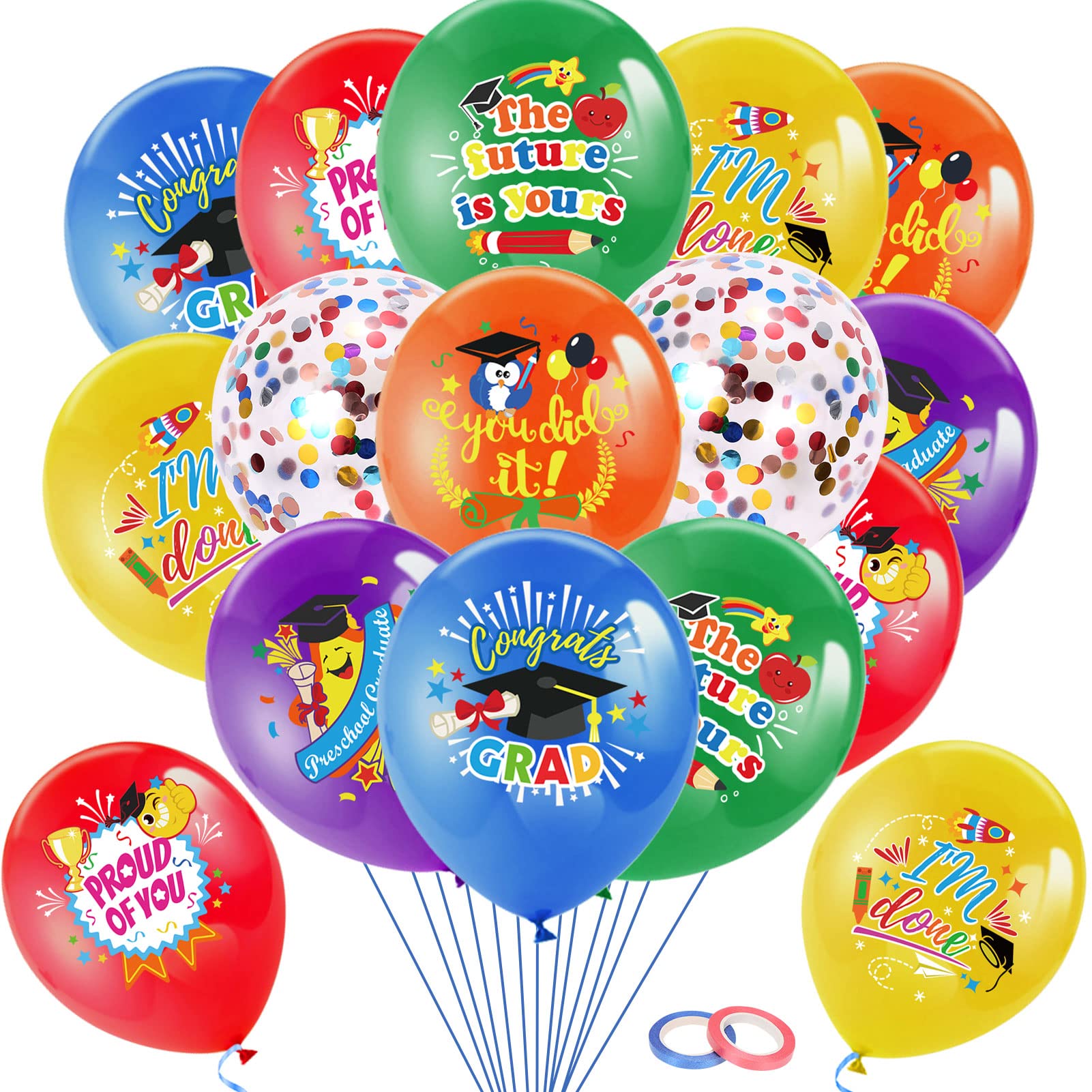 Photo 1 of HOWAF Kindergarten Graduation Balloons, Preschool Graduation Party Decoration Balloons for Class of 2025 Congrats Grad Celebration, Colorful Graduate Latex Balloon for Kids Graduates Party Favors
