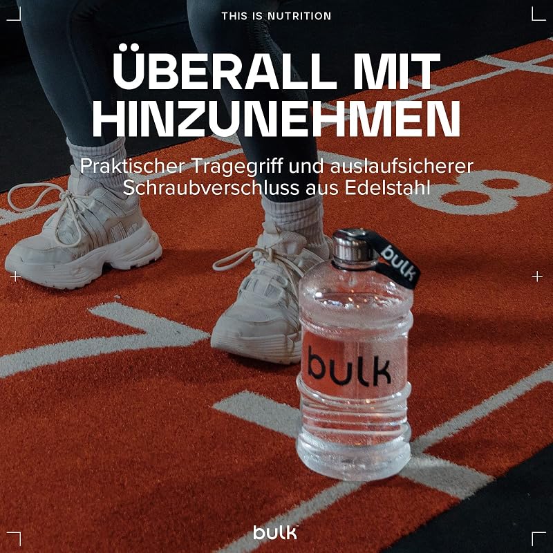 Half Gallon Wasserflasche, Sport Trinkflasche, Klar, 2.2 Liter