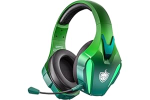 PHOINIKAS Wireless Gaming Headset for PS4 PS5 PC Switch, Wireless Gaming Over Ear Headphones with Detachable Noise Canceling Mic, 7.1 Stereo Sound, Only 3.5mm Wired Mode for XboxSeires -Dazzle Green