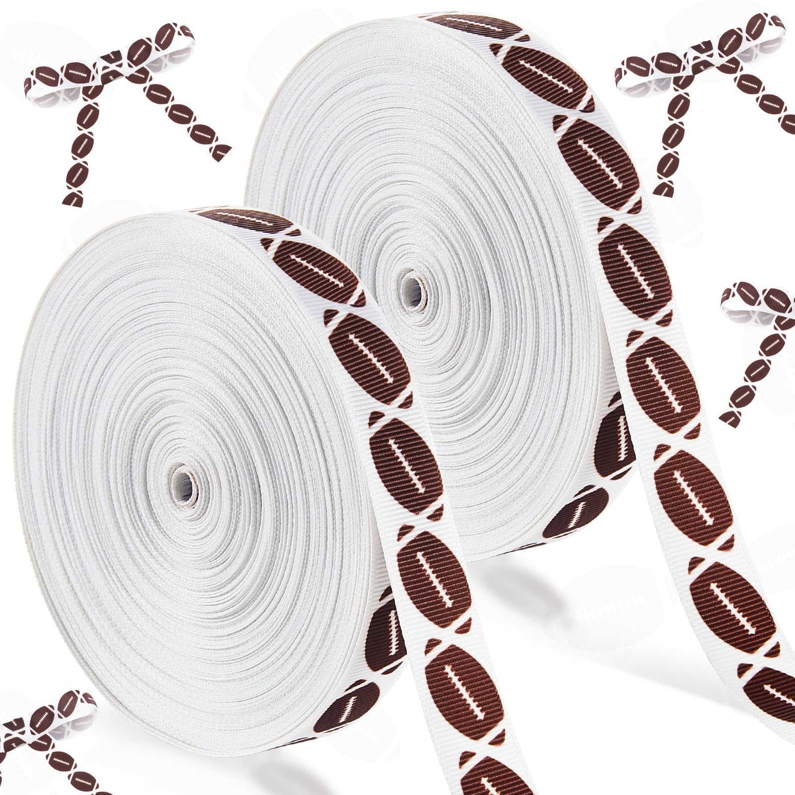 Photo 1 of 2 Rolls Football Ribbon 25 Yard 3/4" Width Grosgrain Sport Theme Cheer Ribbon for Gift Wrapping Team Hair Bows Wreaths Sewing DIY Crafts Supplies Sports Party Decor