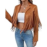 MATEAM Women's Faux Suede Leather Tassel Jackets With Lining Cropped Fringe Coats For Women 2025 Fall Fashion Must Haves