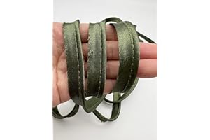 PEPPERLONELY 5 Yards 12mm (1/2 Inch) Polyester Satin Bias Piping Type, Bias Type with Cord, Piping Trim with Cord, Lip Cord Trim for Sewing Clothing Upholstery Trimming - Army Green