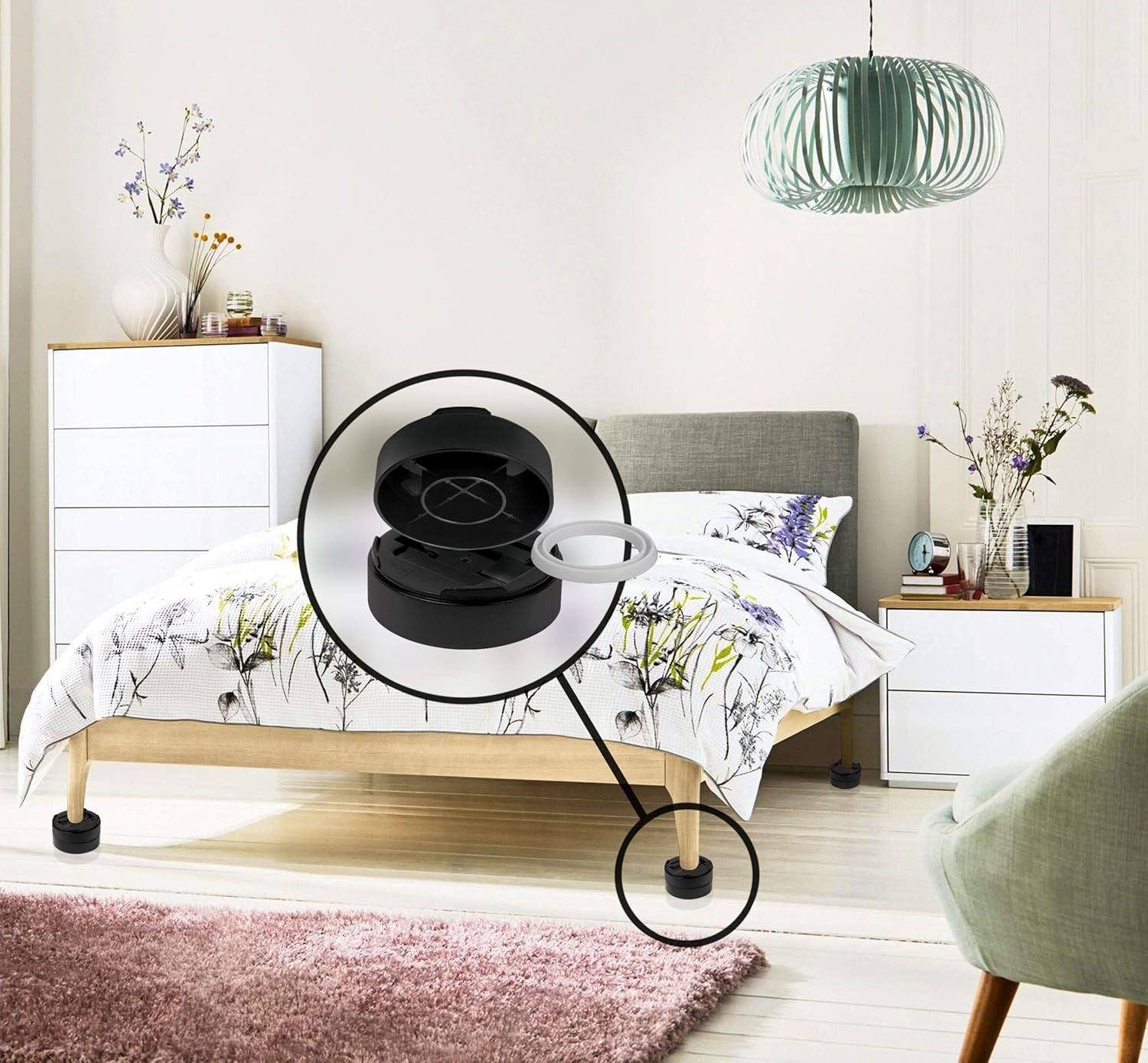 Slipstick CB657 Stack-Its 1 Inch Adjustable Bed Furniture Risers (Set of 8) Lifts Height 1", 2", or 3"-Heavy Duty, Black: Home Improvement