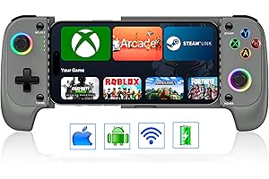 KICKDOT Wireless Phone Controller for iPhone/Android With Hall Joystick and LED Light, Mobile Gaming Controller for iOS Support Xbox Cloud, Steam Link, GeForce Now, MFi Aple Arcade, Call of Duty, Roblox