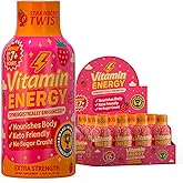 Vitamin Energy Immune+ Extra Strength Energy Shot Strawberry Twist 12 Pack, 260mg Natural Caffeine, B-Vitamins, Citicoline, Green Tea, Immunity & Focus Support, Zero Sugar, Gluten-Free 1.93 fl oz