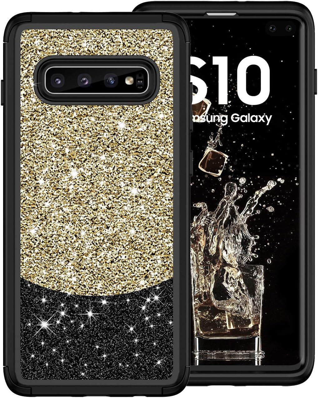 Galaxy S10 Plus Case, ZERMU Three Layer Shockproof Luxury Glitter Cute Bling Soft Protective Hard Shell Hybrid Rubber Bumper Armor Sparkly Shining Fashion Style Case for Samsung Galaxy S10 Plus 6.4"