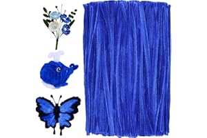 kdafio 120 Pieces Pipe Chenille Stems, Christmas Solid Color Pipe Cleaners Set Pipe Cleaners Chenille Stem Cleaners Pipe Cleaners for DIY Arts Crafts Decorations (Blue)